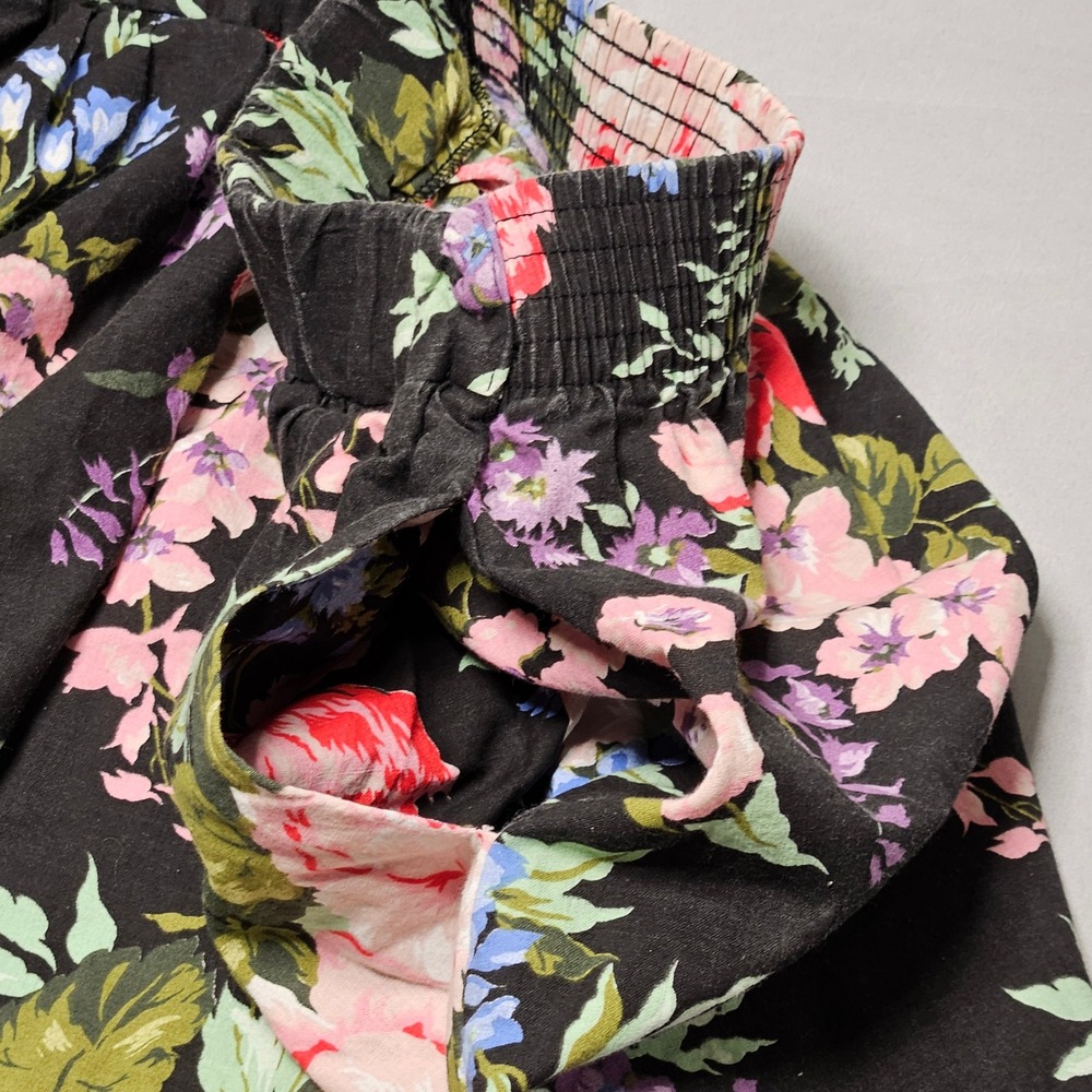 Vtg Apostrophe Maxi Skirt Women 22W Black Floral Cotton Elastic Waist Pocket USA - Picture 6 of 8